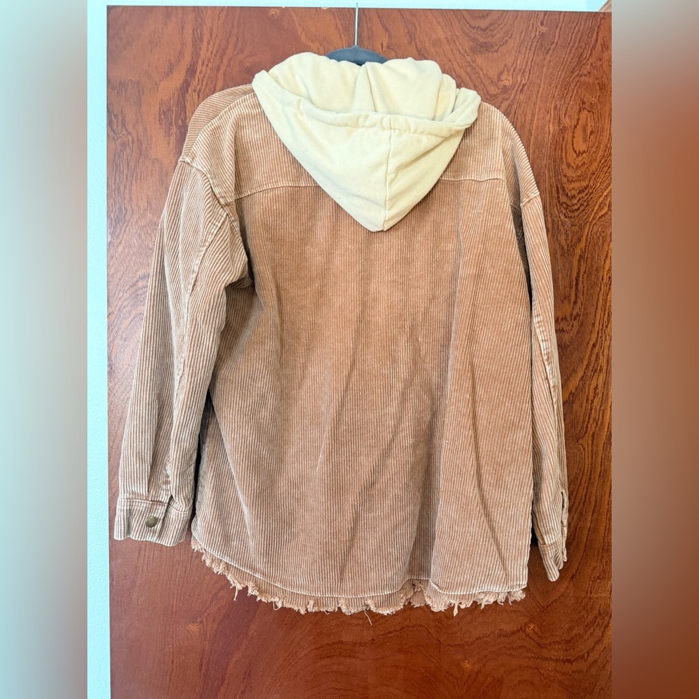 Tan Corduroy Hooded Jacket - Picture 4 of 4
